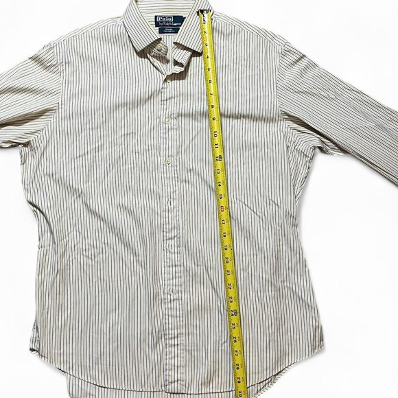 Polo Ralph Lauren Men’s 36/37 Yellow Striped Dress Shirt Button Up Classic Fit - Picture 5 of 8